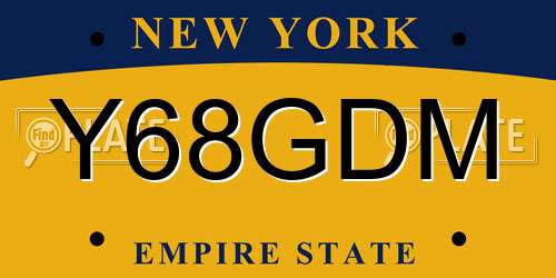 Y68GDM New York License Plate