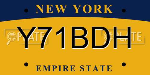 Y71BDH New York License Plate