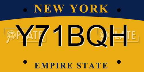 Y71BQH New York License Plate