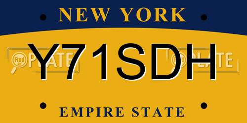 Y71SDH New York License Plate