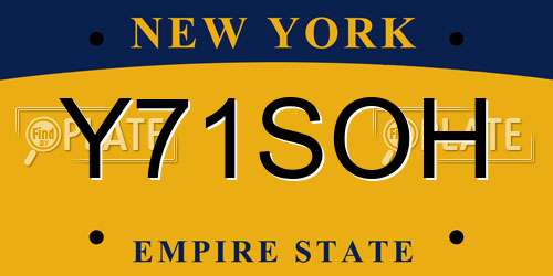 Y71SOH New York License Plate