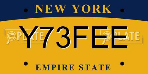 Y73FEE New York License Plate