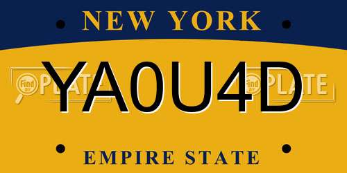 YA0U4D New York License Plate