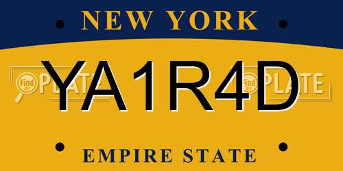 YA1R4D New York License Plate