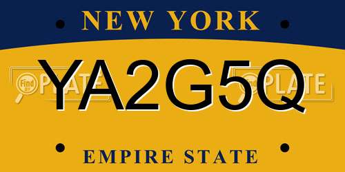 YA2G5Q New York License Plate