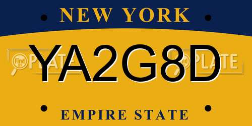 YA2G8D New York License Plate