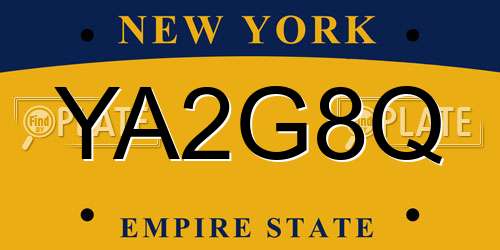 YA2G8Q New York License Plate