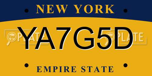YA7G5D New York License Plate