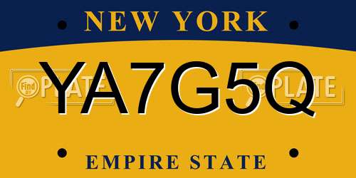 YA7G5Q New York License Plate
