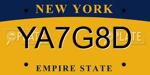 YA7G8D New York License Plate