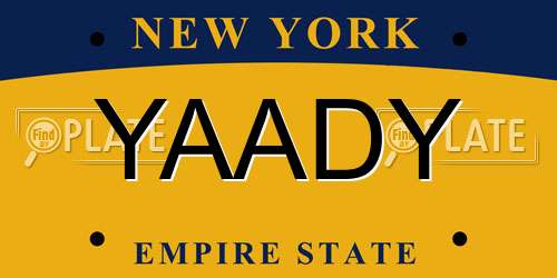 YAADY New York License Plate