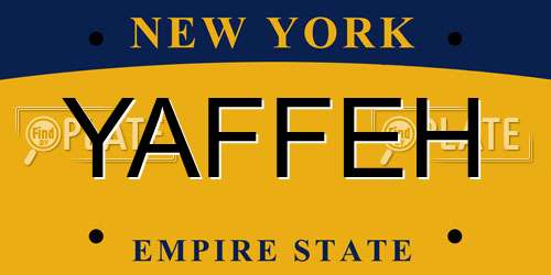 YAFFEH New York License Plate