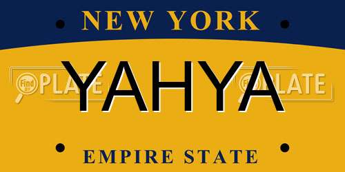 YAHYA New York License Plate