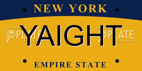 YAIGHT New York License Plate