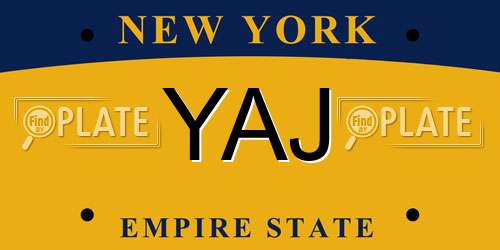 YAJ New York License Plate