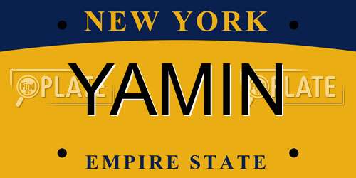 YAMIN New York License Plate