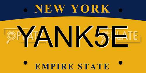 YANK5E New York License Plate