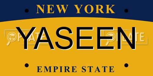 YASEEN New York License Plate