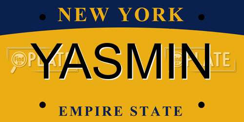 YASMIN New York License Plate