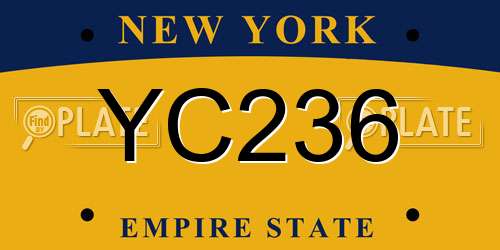 YC236 New York License Plate