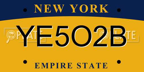 YE5O2B New York License Plate
