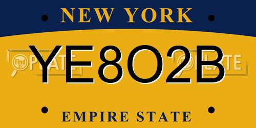 YE8O2B New York License Plate