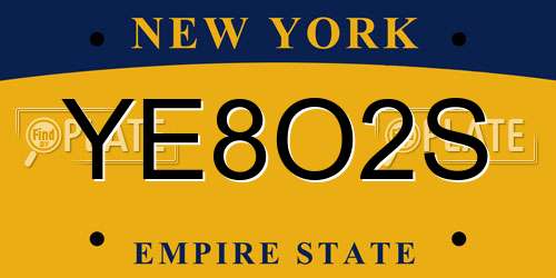 YE8O2S New York License Plate