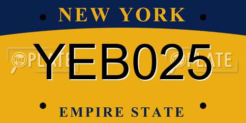 YEB025 New York License Plate