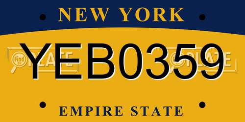 YEB0359 New York License Plate