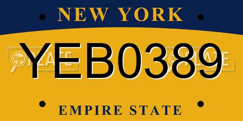 YEB0389 New York License Plate