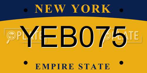 YEB075 New York License Plate