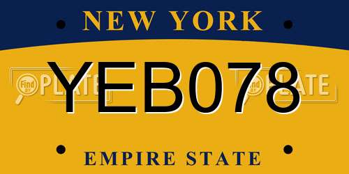 YEB078 New York License Plate