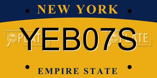 YEB07S New York License Plate