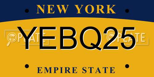 YEBQ25 New York License Plate