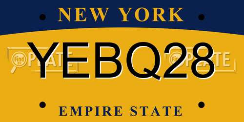 YEBQ28 New York License Plate