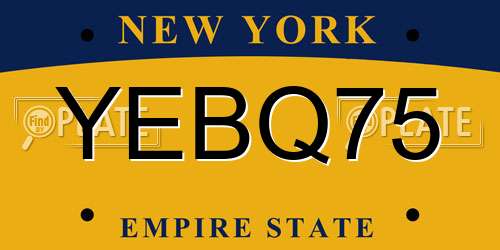 YEBQ75 New York License Plate