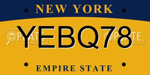 YEBQ78 New York License Plate