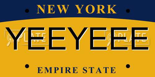YEEYEEE New York License Plate