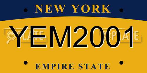 YEM2001 New York License Plate