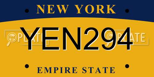 YEN294 New York License Plate
