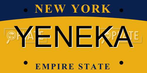 YENEKA New York License Plate