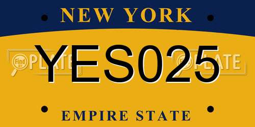 YES025 New York License Plate