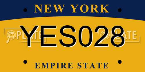 YES028 New York License Plate