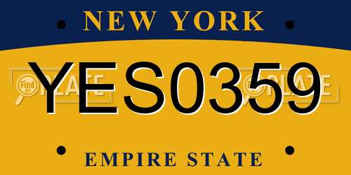 YES0359 New York License Plate