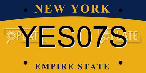 YES07S New York License Plate