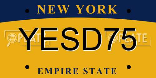 YESD75 New York License Plate