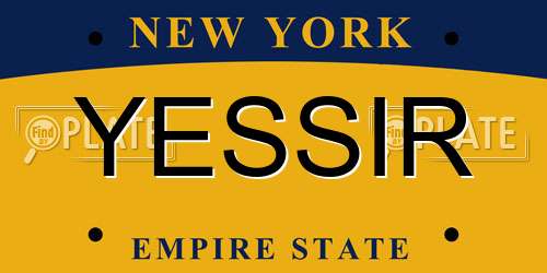 YESSIR New York License Plate