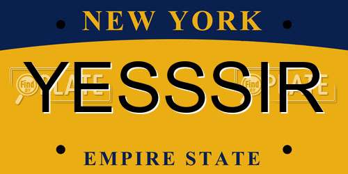 YESSSIR New York License Plate