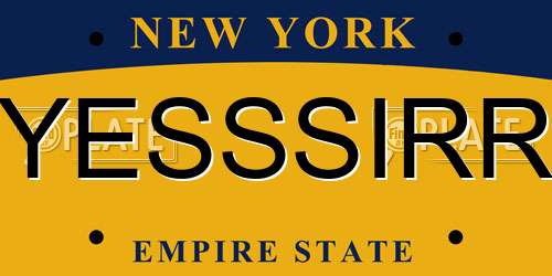 YESSSIRR New York License Plate