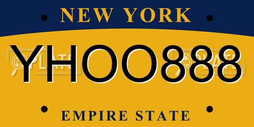 YHOO888 New York License Plate
